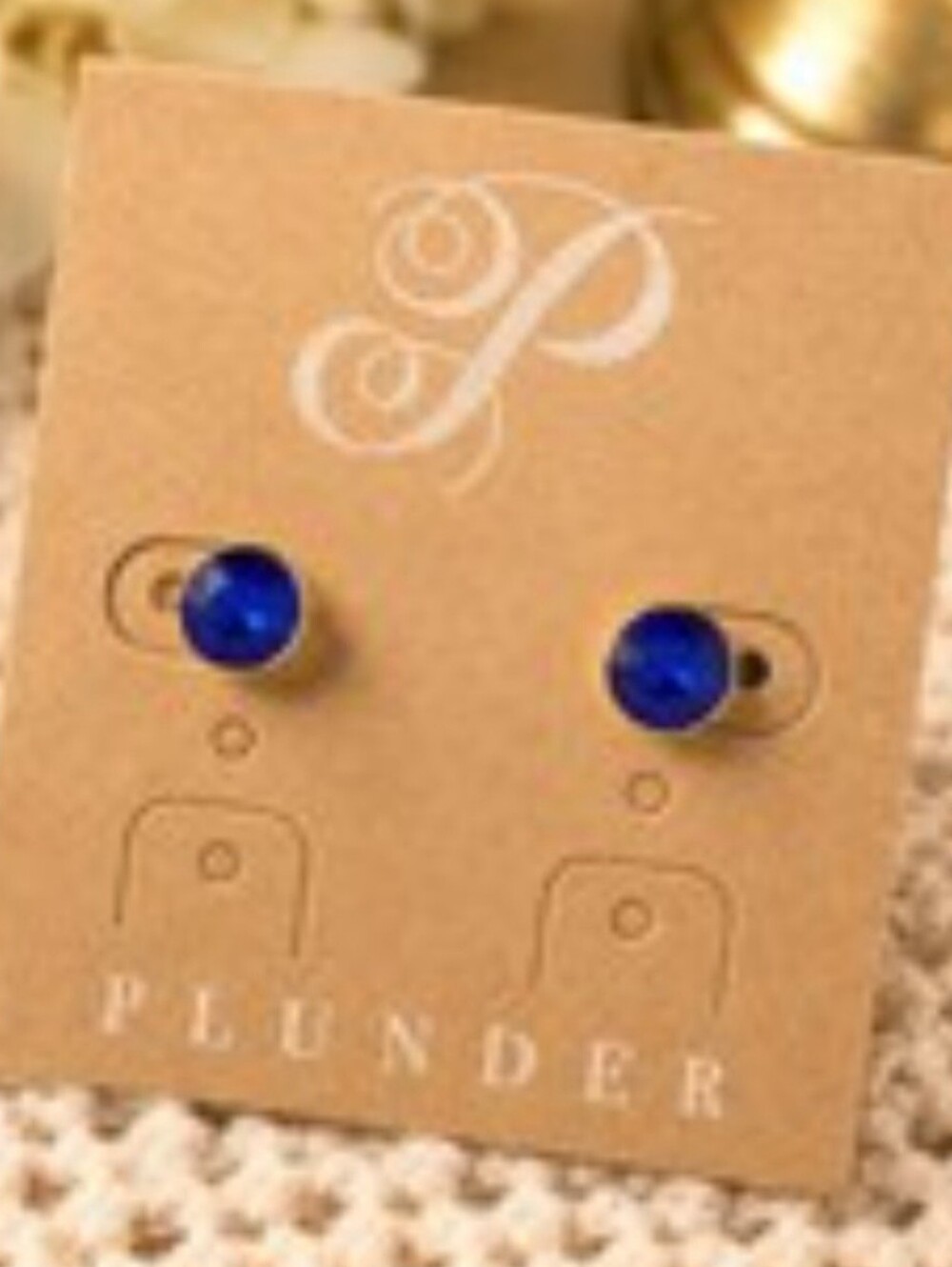 Plunder Sapphire Blue Crystal Stud Earrings